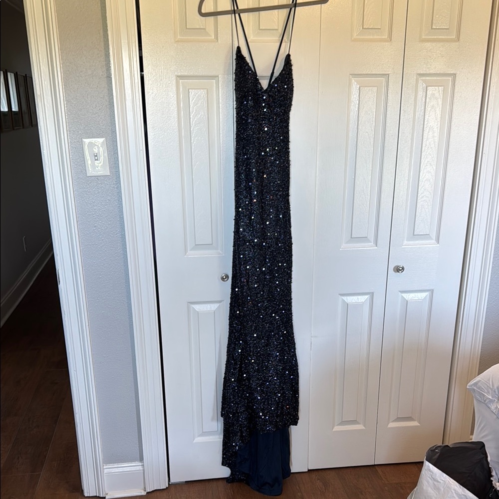 Elegant Navy Sequin Gown